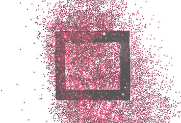 Black frame on pink glitter, background with border for your design in vintage colors