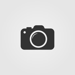 Camera Icon in trendy flat style isolated on grey background. Black symbol for your web site design, logo, app, UI. Vector illustration.