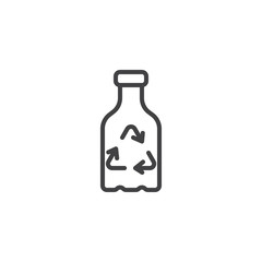 Recycle plastic bottle line icon. linear style sign for mobile concept and web design. Bottle with Recycling arrows outline vector icon. Symbol, logo illustration. Vector graphics