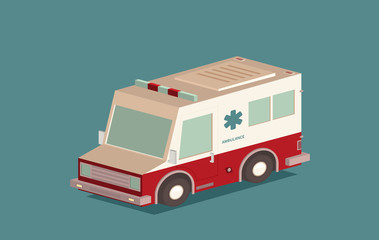 Obraz premium Vector illustration of ambulance car. Isometric view of transport.