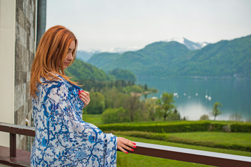 Pretty woman in nature, vacation and travelling time. Trip in Austria 