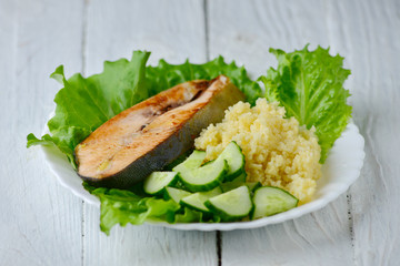 Piece of grilled red fish
