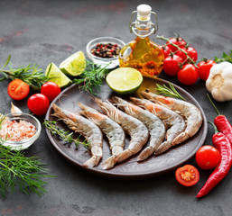 Fresh raw prawns