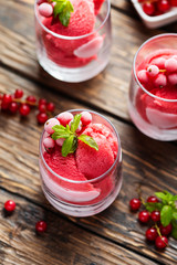 Frozen homade sorbet with red currant