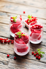 Frozen homade sorbet with red currant