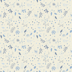 Seamless floral pattern with flowers and leaves. Modern background with hand drawn elements.