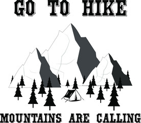 Inspirational art about mountains and camping with quote
