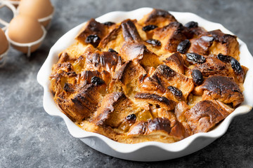 rustic golden english bread and butter pudding