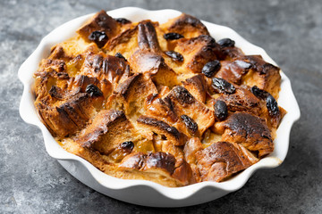 rustic golden english bread and butter pudding