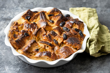 rustic golden english bread and butter pudding