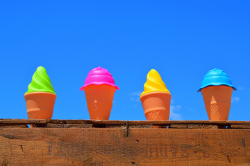 ice cream cone on background of blue sky