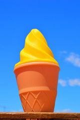 ice cream cone on blue background