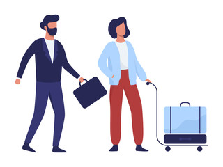 Couple standing in the airport with baggage