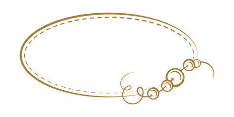 Vector vintage horizontal oval frame with a beads decoration