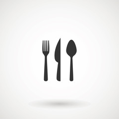 knife, fork and spoon on white background. Vector illustration - Vector