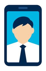 Fototapeta na wymiar smartphone video call vector illustration (male/business person)