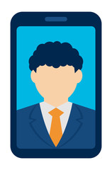 smartphone video call vector illustration (male/business person)