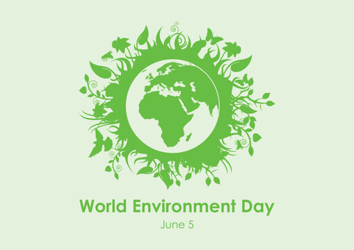 World Environment Day vector. Environment vector illustration. Green planet earth vector. Planet Earth with fauna and flora vector. Environmental concept with eco planet earth. Important day