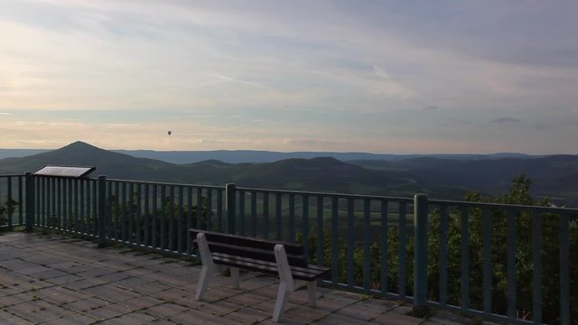 View from Lovos Hill. Sunset  in Central Bohemian Highlands, Czech Republic. Central Bohemian Uplands  is a mountain range located in northern Bohemia. The range is about 80 km long.