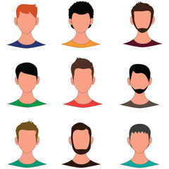Male avatar human faces vector illustration