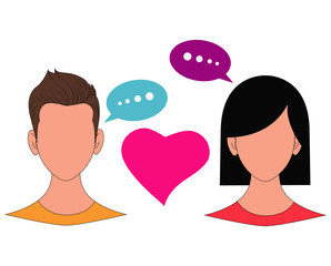 Illustration of People Chat Icon with love