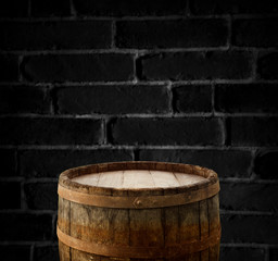 background of barrel and worn old table of wood