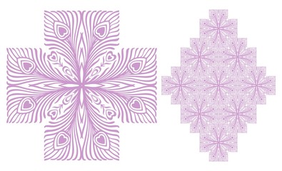 Print of purple peacock feathers. Background