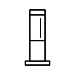 Black & white vector illustration of path walkway garden lamp. Line icon of outdoor landscape light fixture. Isolated object