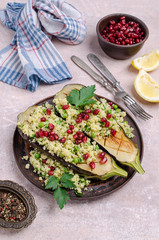 Fried eggplant with couscous