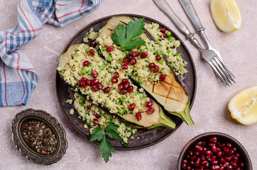 Fried eggplant with couscous