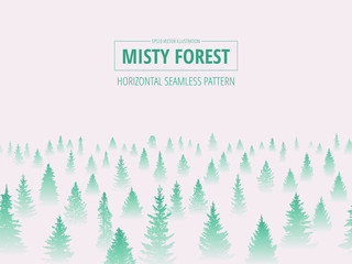Abstract background. Forest wilderness landscape. Horizontal seamless background. Editable mask. Template for your design works. Hand drawn vector illustration.