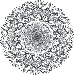 Mandala. Ethnic decorative element. Hand drawn backdrop. Islam, Arabic, Indian, ottoman motifs. Boho style. Vector for coloring page for adults