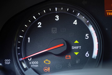 rev counter and control indicators