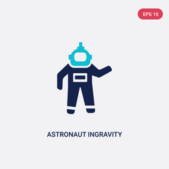 two color astronaut ingravity vector icon from astronomy concept. isolated blue astronaut ingravity vector sign symbol can be use for web, mobile and logo. eps 10