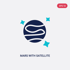 two color mars with satellite vector icon from astronomy concept. isolated blue mars with satellite vector sign symbol can be use for web, mobile and logo. eps 10