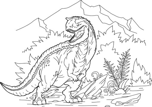 Coloring book dinosaur vector illustration.