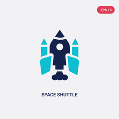 two color space shuttle vector icon from astronomy concept. isolated blue space shuttle vector sign symbol can be use for web, mobile and logo. eps 10