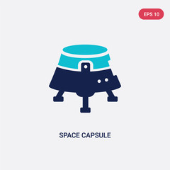 two color space capsule vector icon from astronomy concept. isolated blue space capsule vector sign symbol can be use for web, mobile and logo. eps 10