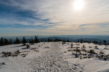 view from Pec hill in winter Jeseniky mountains in Czech republic