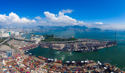 Top view of Kwai Chung Cargo Terminal in Hong Kong