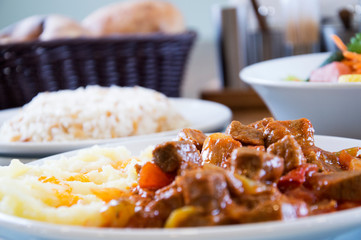 Turkish meat roaster and rice