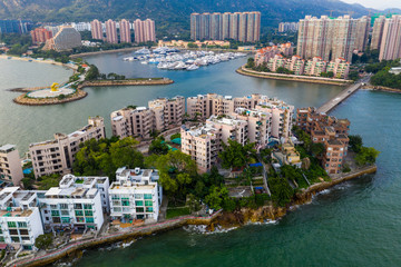 Fototapeta na wymiar Aerial view of Hong Kong gold coast