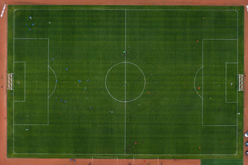 Street sports field with a football field. Shooting from the drone from above