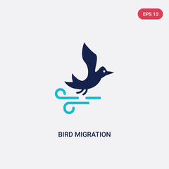 two color bird migration vector icon from autumn concept. isolated blue bird migration vector sign symbol can be use for web, mobile and logo. eps 10