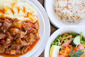 Turkish meat roaster and rice