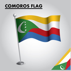 COMOROS flag icon. National flag of COMOROS on a pole