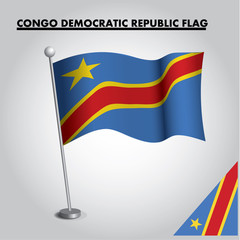 CONGO DEMOCRATIC REPUBLIC flag icon. National flag of CONGO DEMOCRATIC REPUBLIC on a pole