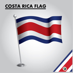 COSTA RICA flag icon. National flag of COSTA RICA on a pole