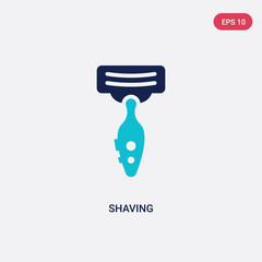 two color shaving vector icon from beauty concept. isolated blue shaving vector sign symbol can be use for web, mobile and logo. eps 10