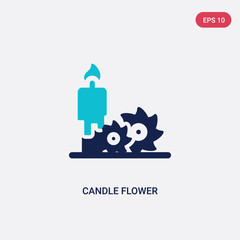 two color candle flower vector icon from beauty concept. isolated blue candle flower vector sign symbol can be use for web, mobile and logo. eps 10